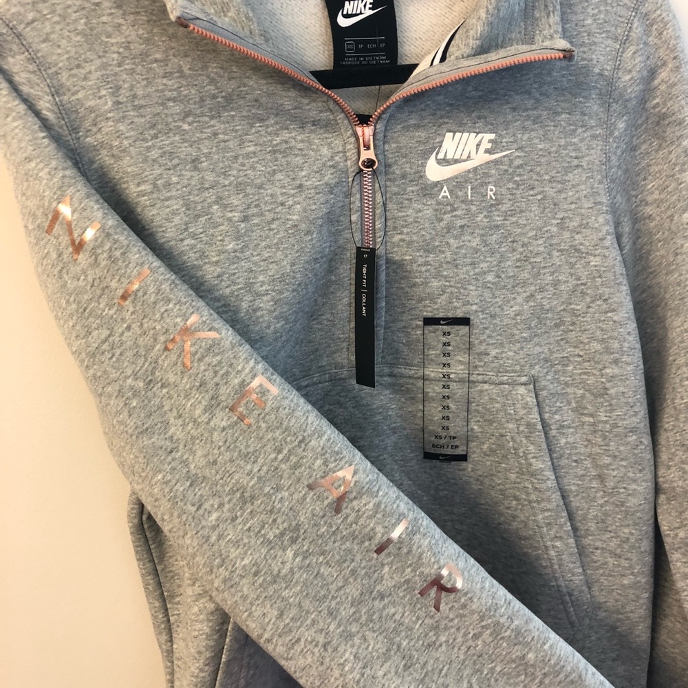 NWT Nike Air Half Zip Pullover Grey + Rose Gold - Picture 6 of 8